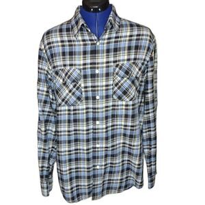 Chaps Surplus Men's Checkered Long Sleeve Button-Down Shirt Blue Medium